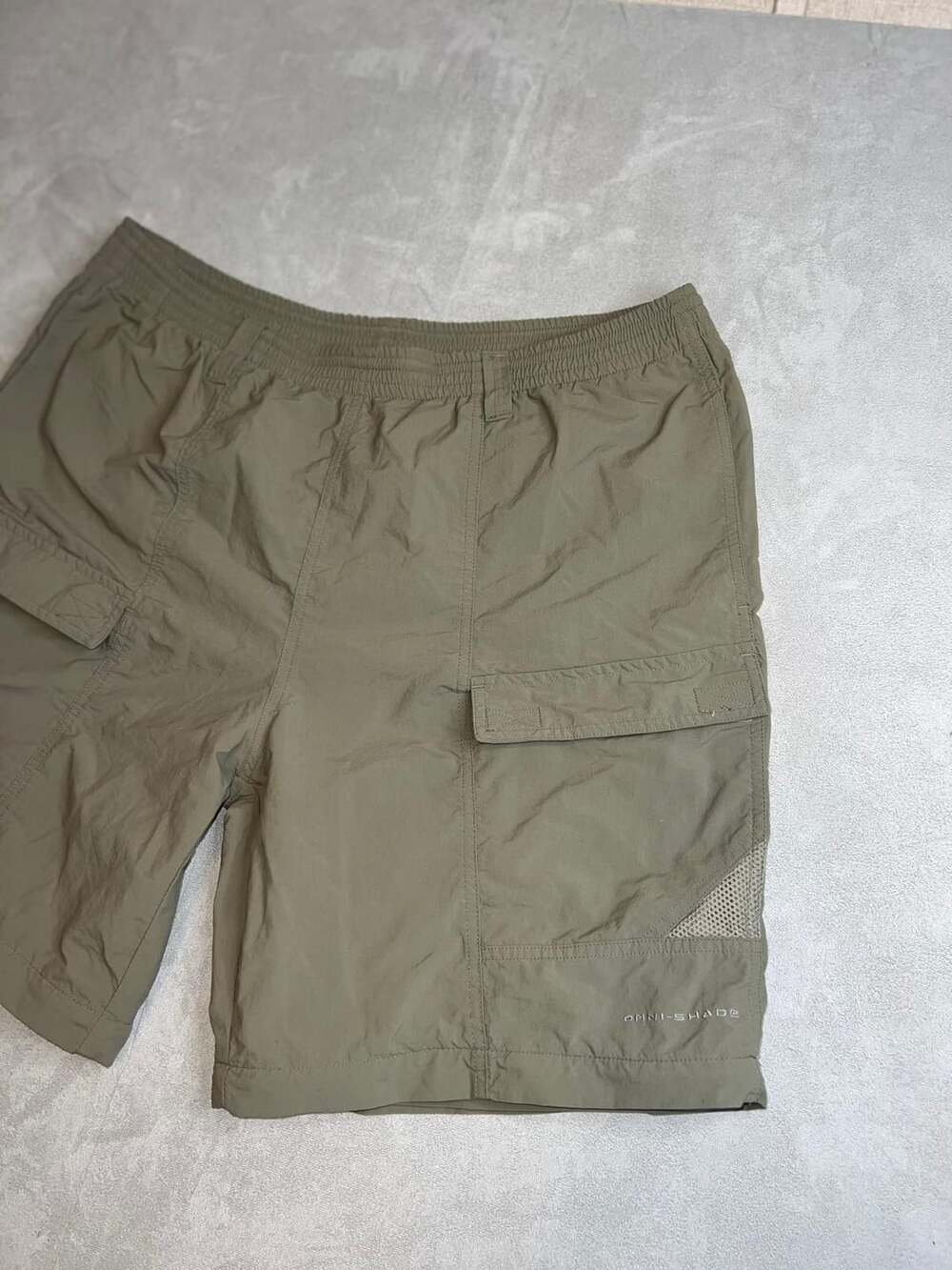 Columbia PFG Cargo Shorts Size L Khaki Nylon Omni-Shade Fishing Hiking